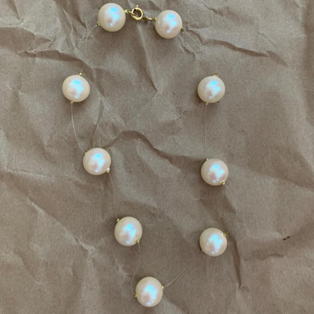 VINTAGE 90S FAUX PEARL CHOKER NECKLACE